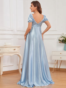 Color=Ice blue | Puff Sleeves V Neck A Line Wholesale Maternity Dresses-Ice blue 3