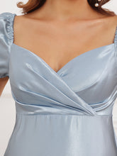 Load image into Gallery viewer, Color=Ice blue | Puff Sleeves V Neck A Line Wholesale Maternity Dresses-Ice blue 5