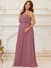 Load image into Gallery viewer, Color=Orchid | A Line Floor Length Swinging Collar Wholesale Maternity Dresses-Orchid 3