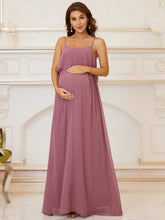 Load image into Gallery viewer, Color=Orchid | A Line Floor Length Swinging Collar Wholesale Maternity Dresses-Orchid 4