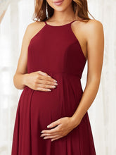 Load image into Gallery viewer, Color=Burgundy | Adorable A Line Belly Collar Wholesale Maternity Dresses-Burgundy 5