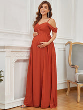 Load image into Gallery viewer, Color=Burnt orange | Adorable A Line Off Shoulder Wholesale Maternity Dresses-Burnt orange 3