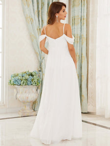 Color=Cream | Adorable A Line Off Shoulder Wholesale Maternity Dresses-Cream 2