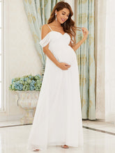 Load image into Gallery viewer, Color=Cream | Adorable A Line Off Shoulder Wholesale Maternity Dresses-Cream 3