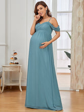 Load image into Gallery viewer, Color=Dusty Blue | Adorable A Line Off Shoulder Wholesale Maternity Dresses-Dusty Blue 2