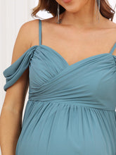 Load image into Gallery viewer, Color=Dusty Blue | Adorable A Line Off Shoulder Wholesale Maternity Dresses-Dusty Blue 5