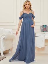 Load image into Gallery viewer, Color=Dusty Navy | Adorable A Line Off Shoulder Wholesale Maternity Dresses-Dusty Navy 3