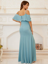 Load image into Gallery viewer, Color=Sky Blue | Fishtail Silhouette Floor Length Wholesale Maternity Dresses-Sky Blue 2
