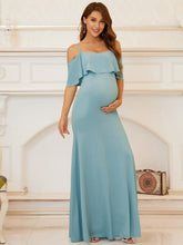 Load image into Gallery viewer, Color=Sky Blue | Fishtail Silhouette Floor Length Wholesale Maternity Dresses-Sky Blue 1
