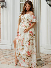 Load image into Gallery viewer, Color=Yellow | A Line Short Ruffle Sleeves Wholesale Maternity Dresses-Yellow 3