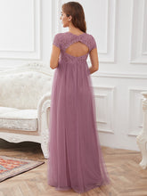 Load image into Gallery viewer, Color=Orchid | Deep V Neck A Line Floor Length Wholesale Maternity Dresses-Orchid 4