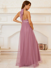 Load image into Gallery viewer, Color=Orchid | A Line Floor Length Halter Neck Wholesale Maternity Dresses -Orchid 2