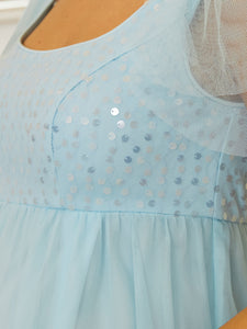 Color=Sky Blue | Square Neckline A Line Short Sleeves Wholesale Maternity Dresses-Sky Blue 5