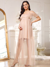 Load image into Gallery viewer, Color=Blush | Off Shoulder A Line Floor Length Wholesale Maternity Dresses-Blush 4