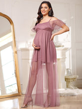 Load image into Gallery viewer, Color=Orchid | Off Shoulder A Line Floor Length Wholesale Maternity Dresses-Orchid 4