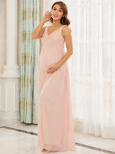 Load image into Gallery viewer, Color=Pink | Deep V Neck A Line Sleeveless Wholesale Maternity Dresses-Pink 4