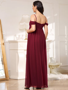Color=Burgundy | Sleeveless Sweetheart Neckline Wholesale Maternity Dresses-Burgundy 2