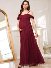 Load image into Gallery viewer, Color=Burgundy | Sleeveless Sweetheart Neckline Wholesale Maternity Dresses-Burgundy 4