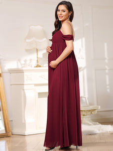 Color=Burgundy | Sleeveless Sweetheart Neckline Wholesale Maternity Dresses-Burgundy 3