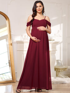Color=Burgundy | Sleeveless Sweetheart Neckline Wholesale Maternity Dresses-Burgundy 1