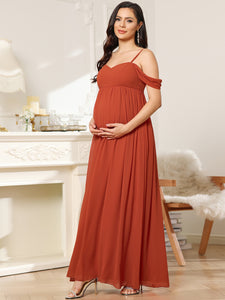 Color=Burnt orange | Sleeveless Sweetheart Neckline Wholesale Maternity Dresses-Burnt orange 3