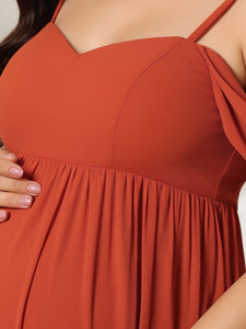 Color=Burnt orange | Sleeveless Sweetheart Neckline Wholesale Maternity Dresses-Burnt orange 5