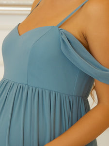 Color=Dusty blue | Sleeveless Sweetheart Neckline Wholesale Maternity Dresses-Dusty blue 5