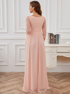 Color=Pink | Deep V-neck Long Sleeves A Line Wholesale Maternity Dresses-Pink 4