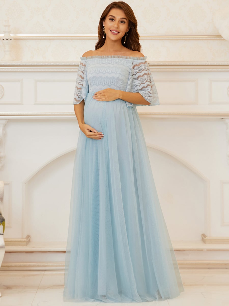 A Line Short Sleeves Off Shoulder Wholesale Maternity Dresses – Efashiongirl Wholesale