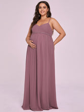 Load image into Gallery viewer, Color=Orchid | A Line Floor Length Deep V Neck Wholesale Maternity Dresses-Orchid 3