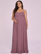 Load image into Gallery viewer, Color=Orchid | A Line Floor Length Deep V Neck Wholesale Maternity Dresses-Orchid 4