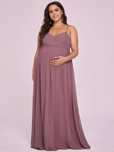 Load image into Gallery viewer, Color=Orchid | A Line Floor Length Deep V Neck Wholesale Maternity Dresses-Orchid 1