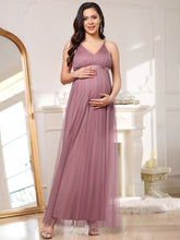 Load image into Gallery viewer, Color=Orchid | Deep V Neck Floor Length A Line Wholesale Maternity Dresses-Orchid 1