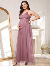 Load image into Gallery viewer, Color=Orchid | Deep V Neck Floor Length A Line Wholesale Maternity Dresses-Orchid 3