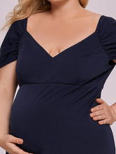 Load image into Gallery viewer, Color=Navy Blue | Sweetheart Neckline Short Sleeves Wholesale Maternity Dresses-Navy Blue 5