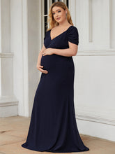 Load image into Gallery viewer, Color=Navy Blue | Sweetheart Neckline Short Sleeves Wholesale Maternity Dresses-Navy Blue 2