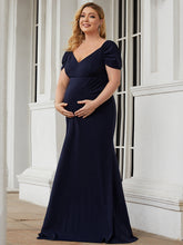 Load image into Gallery viewer, Color=Navy Blue | Sweetheart Neckline Short Sleeves Wholesale Maternity Dresses-Navy Blue 3
