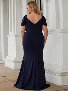 Color=Navy Blue | Sweetheart Neckline Short Sleeves Wholesale Maternity Dresses-Navy Blue 4