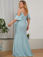 Load image into Gallery viewer, Color=Sky Blue | Floor-Length Ruffle Sleeves Straight Wholesale Maternity Dresses-Sky Blue 4
