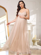 Load image into Gallery viewer, Color=Pink | Deep V Neck Floor-Length A Line Wholesale Maternity Dresses-Pink 4