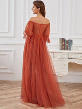 Load image into Gallery viewer, Color=Burnt Orange | A Line Short Puff Sleeves Wholesale Maternity Dresses-Burnt Orange 4