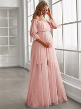Load image into Gallery viewer, Color=Pink | A Line Short Puff Sleeves Wholesale Maternity Dresses-Pink 4