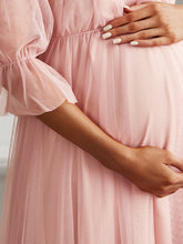 Load image into Gallery viewer, Color=Pink | A Line Short Puff Sleeves Wholesale Maternity Dresses-Pink 5