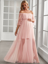 Load image into Gallery viewer, Color=Pink | A Line Short Puff Sleeves Wholesale Maternity Dresses-Pink 1