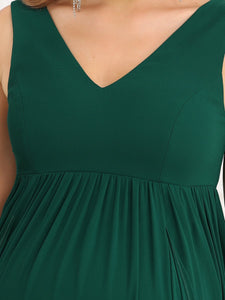 Color=Dark Green | Deep V Neck A Line Sleeveless Wholesale Maternity Dresses-Dark Green 5