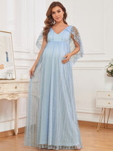 Load image into Gallery viewer, Color=Ice blue | Deep V Neck A Line Floor Length Wholesale Maternity Dresses-Ice blue 1