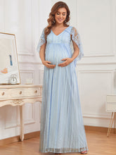 Load image into Gallery viewer, Color=Ice blue | Deep V Neck A Line Floor Length Wholesale Maternity Dresses-Ice blue 2