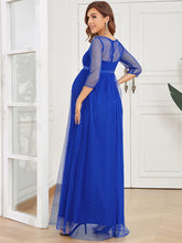 Load image into Gallery viewer, Color=Sapphire Blue | V Neck A-Line Floor Length Wholesale Maternity Dresses-Sapphire Blue 3