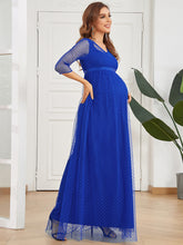 Load image into Gallery viewer, Color=Sapphire Blue | V Neck A-Line Floor Length Wholesale Maternity Dresses-Sapphire Blue 4