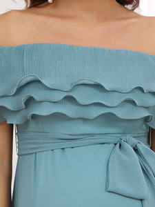 Color=Dusty blue | Off Shoulders Floor Length A Line Wholesale Maternity Dresses-Dusty blue 5